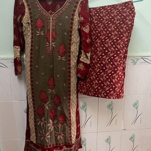 Maroon Combination Dress