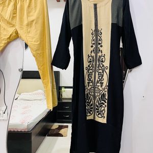 Combo Kurta Leggings - Black & Cream