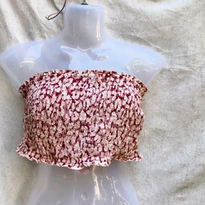 H&M CUTE PEACH FLORAL TUBE TOP