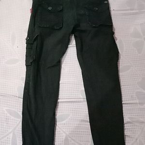 Black Cargo Pants with 4 Pocket Detailing