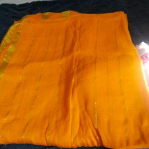 Bright Dark Yellow Saree