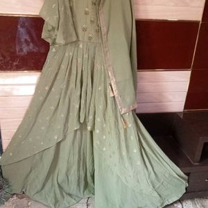 See Green Gown With Duptta