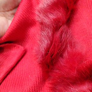 It's A Red Woolen Top With Soft Furrr