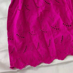 Hakoba detailed magenta pink dress