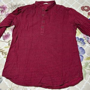 Men Cotton Full Sleeves Short Regular Kurta