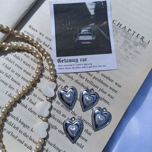 Vintage Silver Heart Pendant Charms 🌙🤍