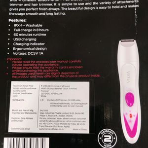 vega 4 in 1 trimmer for ladies, painless hair removal