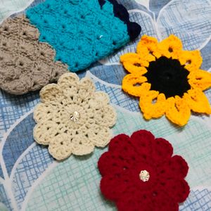 Combo Of 3 Crochet Coasters With A Mobile Cover