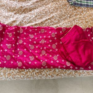 Pink Saree With Blouse