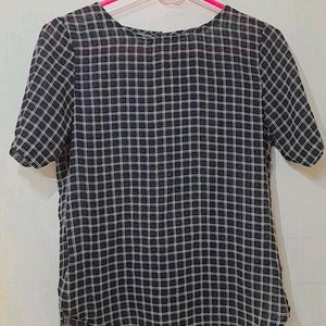 Allen Solly Black Top With Dull White Chex