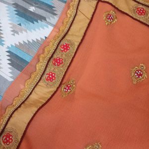 Beautiful coral saree