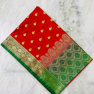 Banarasi Satin Silk Saree With Embroidery Work