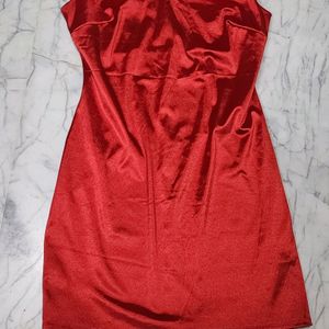 Mini Red Satin Dress