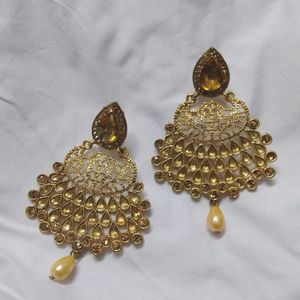 Gold Covering Partywear Drop Earing