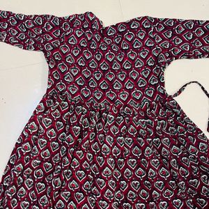 Women Burgundy Printed Midi Dress