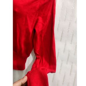 Red Crop Cardigan Sweater for Women's