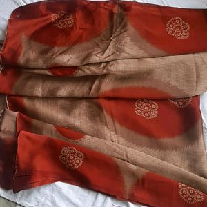 Orange Brown Satin Saree🔥☄🍁