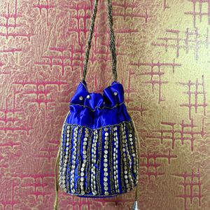 Purple Gold Potli Bag Hand Worked Desion