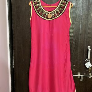 Pink A Line Kurta Size L