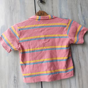 Crop Ribbed Coloured Tshirt