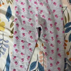 Girl Bottom Legging 2-4 Year Old. Grey And Pink.