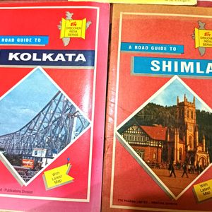 Set Of City Guide Old Books With Map