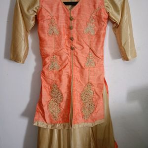 Elegant Orange Golden Kurti