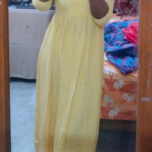 Chiffon Yellow Kurtaa