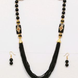 Black Necklace With Earrings.   Jaipurjewelry, Kundanjewelry, Beadsnecklace, Earrings, Chokerset, Peacockjewellery Forever21, Beauty, Women's,  Bridaljewellery,  Biba, Shein, Ethnic, Western,