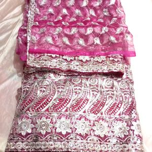 Pink Designer Heavy Work Saree (Women)