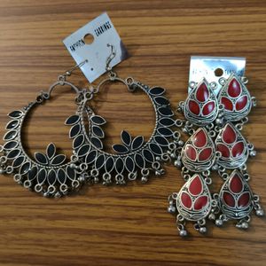 Jhumka Combo - Red And black