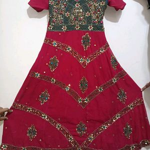 Georgette Anarkali With Stone Work Of Flowers