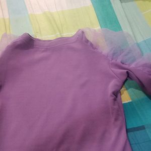 Purple Net Sleeves Top