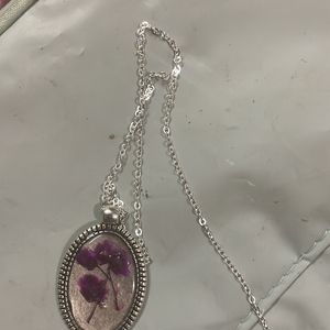 Resin Purple Pendant With Chain