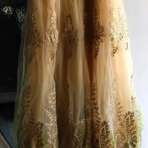 green creme gown