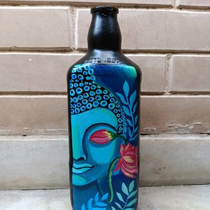 Hand-painted Buddha Painting On Glass Bottle