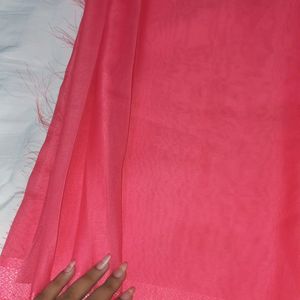 New Satin Patta Saree Pink Colour