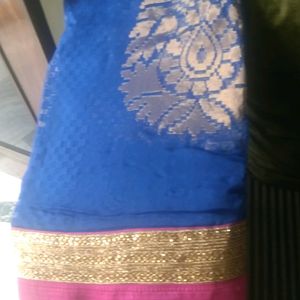 Blue Colour Saree Only Two Time Used .Very Beautiful