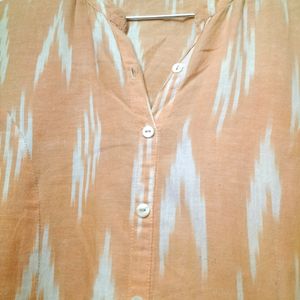 Srishti Peach Colour Ikat A-line Kurta