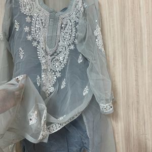 Mirror Work Chikankari Kurta