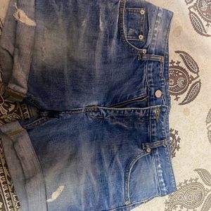 Rughed Denim Shorts For Women