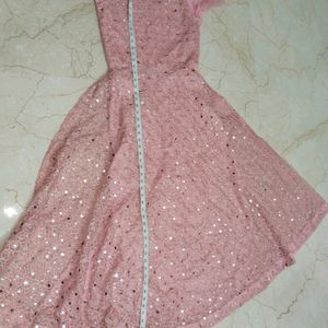 Baby Pink Mirror Work Gown 💕