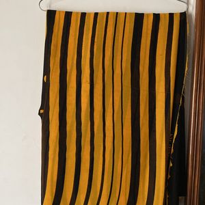 Yellow And Black Strips Saree