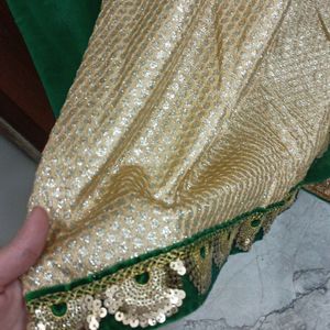 Forn Fabric Golden Glittering Kurta With Dupatta