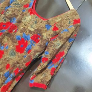 Multi 🔴🔵Floral Printed Kurti For 40 Bust