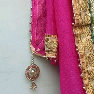 Pink Saree With Blouse Attached