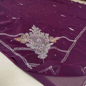 Party Wear Purple Saree