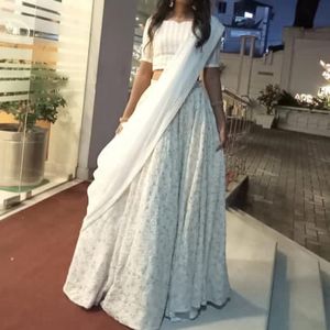 Off White Chikankari Lehenga