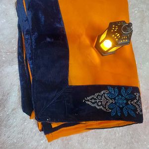 Orange 🥻 Saree Velvet Designer Blouse