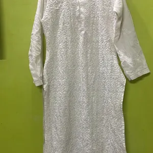 White Chikankari Kurta For Ladies